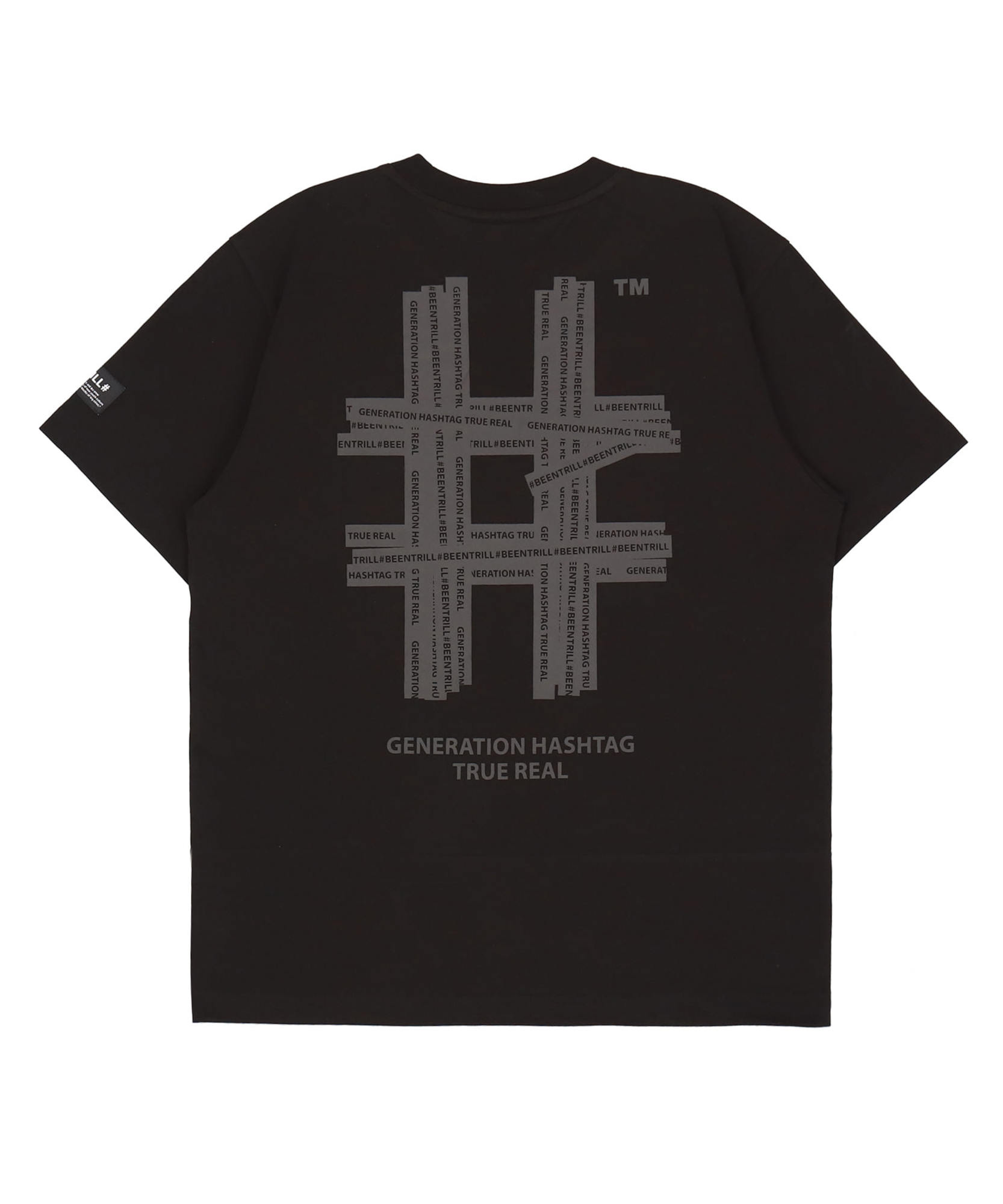 리플렉티브 해시태그 오버핏 반팔 티셔츠(블랙)