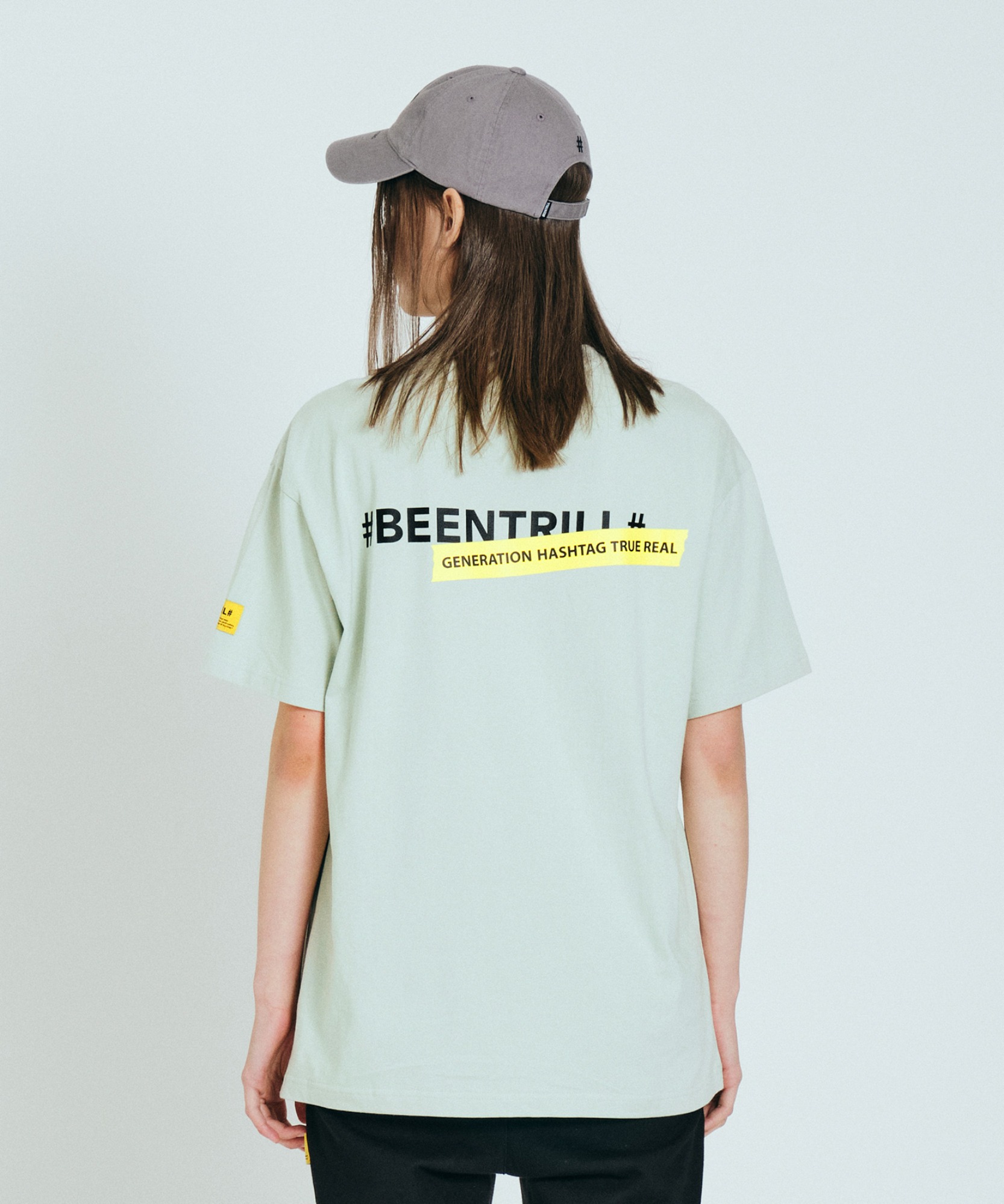 테이핑 로고 오버핏 반팔 티셔츠(민트)