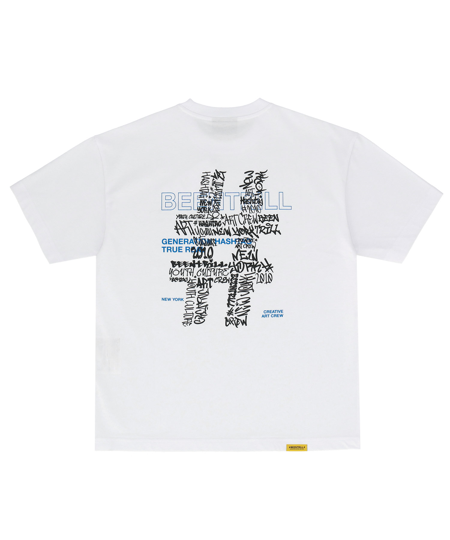 뉴 해시태그 오버핏 반팔 티셔츠(오프 화이트)