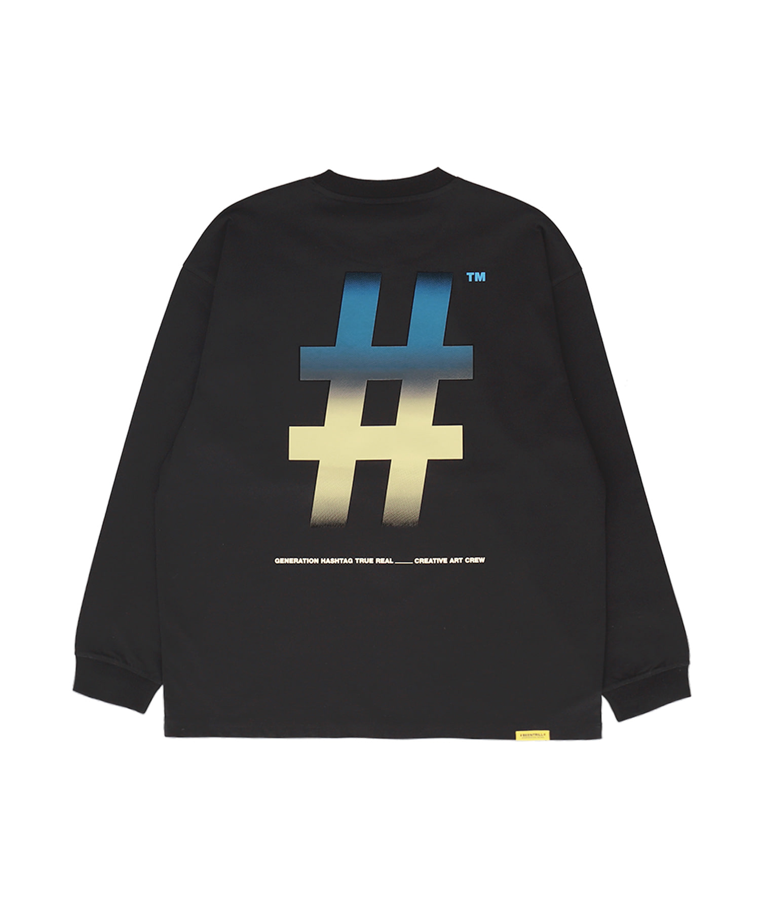 [우먼즈] 뉴 그라데이션 해시태그 오버핏 롱슬리브 티셔츠(블랙)