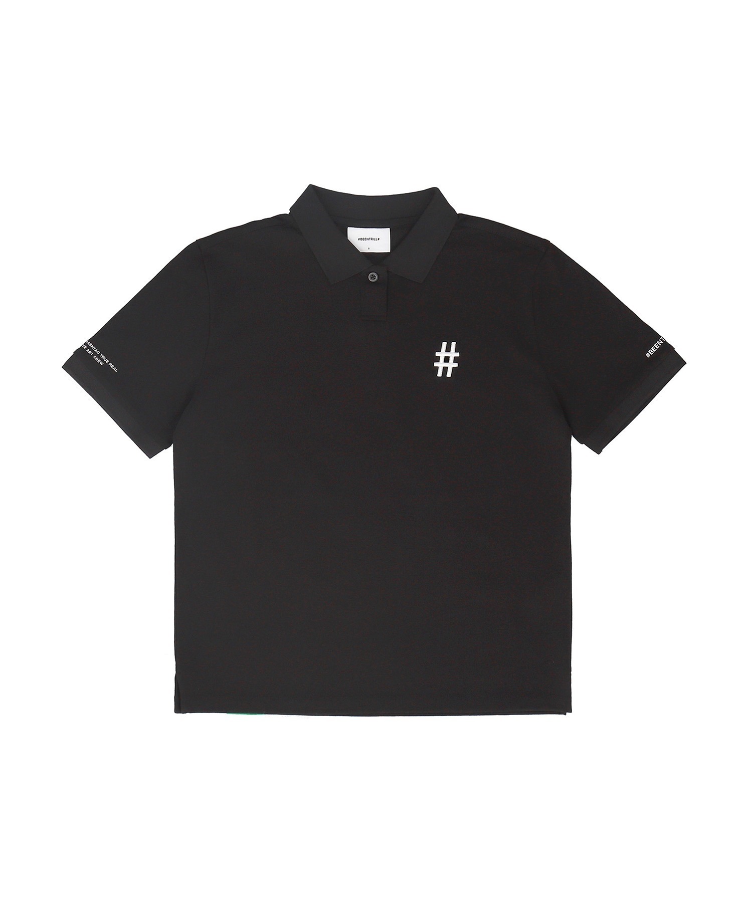 에센셜 레귤러핏 반팔 피케 카라 티셔츠(블랙)